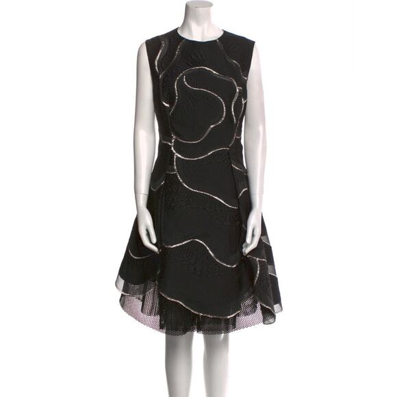 Talbot Runhof Black Gold Metallic Cocktail Dress Size 12 A-Line Sleeveless - Picture 1 of 12